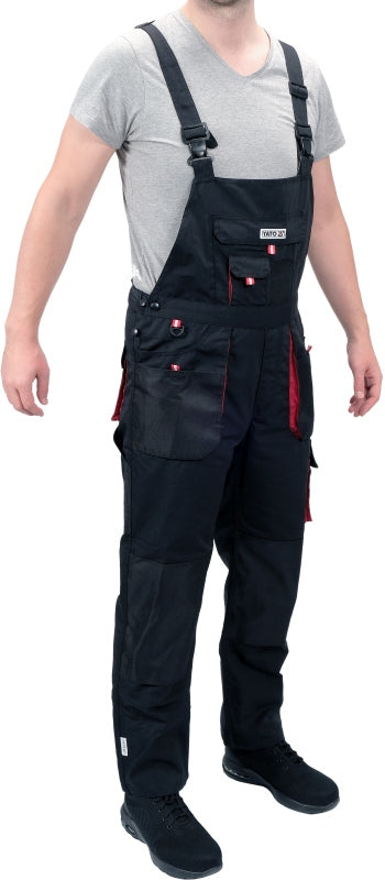 Hängselbyxor Arbetsbyxor Svart/Röd Storlek S-XXL